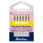 Hemline Sewing Machine Needles: Metalfil 80/12: 5 Pieces
