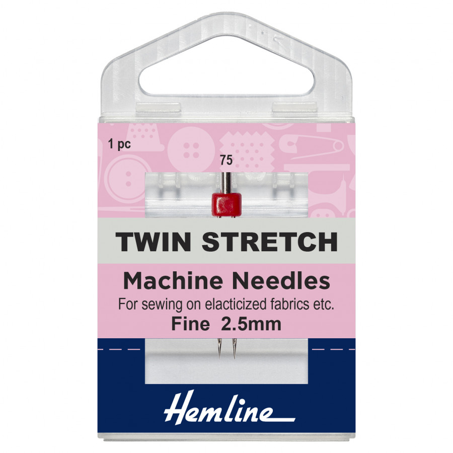 Hemline Sewing Machine Needles: Twin Stretch: 75/11, 2.5mm: 1 Piece