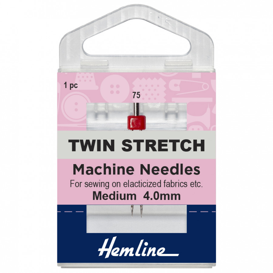 Hemline Sewing Machine Needles: Twin Stretch: 75/11, 4mm: 1 Piece