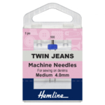 Hemline Sewing Machine Needles: Twin Jeans: 100/16, 4mm: 1 Piece