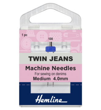 Hemline Sewing Machine Needles: Twin Jeans: 100/16, 4mm: 1 Piece