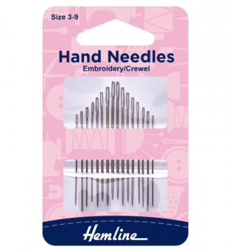 Hemline Hand Sewing Needles - Embroidery/Crewel Size 3-9