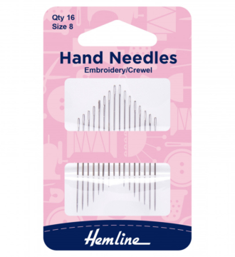 Hemline Hand Sewing Needles - Embroidery/Crewel Size 8