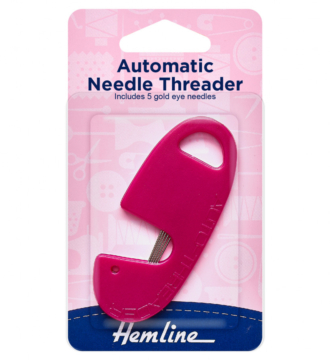 Hemline Automatic Needle Threader (includes 5 gold eye needles)