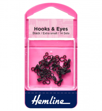 Hemline Hooks and Eyes - Black Size 0