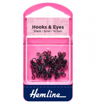 Hemline Hooks and Eyes - Black Size 1