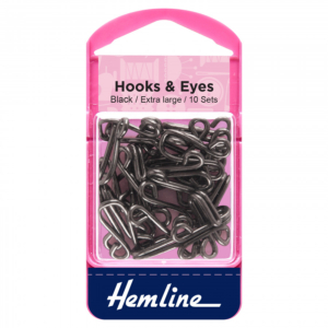 Hemline Hooks and Eyes - Black Size 9