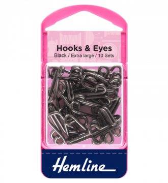 Hemline Hooks and Eyes - Black Size 9