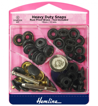 Hemline Heavy Duty Snaps Starter Set - Oxy Black - 15mm