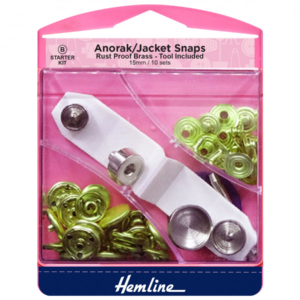 Hemline Anorak/Jacket Snaps Starter Set - Gold - 15mm