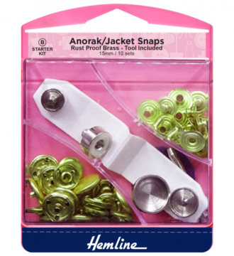 Hemline Anorak/Jacket Snaps Starter Set - Gold - 15mm
