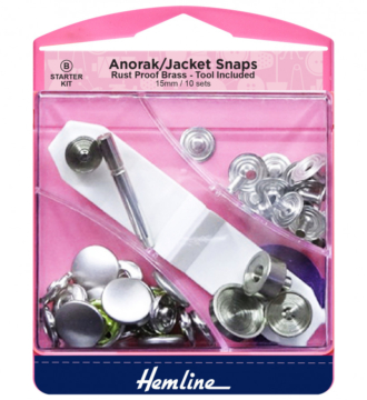 Hemline Anorak/Jacket Snaps Starter Set - Nickel Silver - 15mm