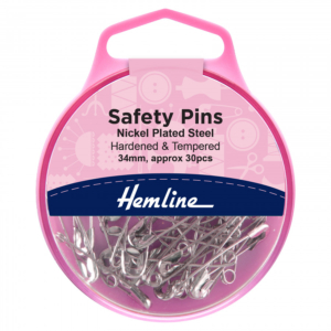 Hemline Nickel Plated Safety Pins - 34mm