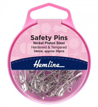 Hemline Nickel Plated Safety Pins - 34mm