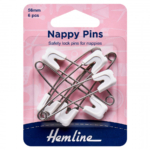 Hemline Nappy Pins - White - 56mm