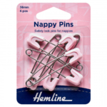 Hemline Nappy Pins - Pink - 56mm