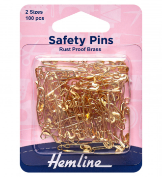 Hemline Rustless Brass Safety Pins - Assorted Value Pack