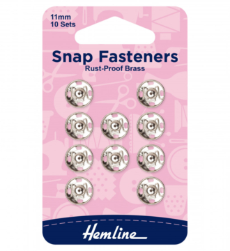 Hemline Sew-On Snap Fasteners - Nickel 11mm