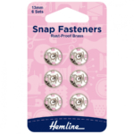 Hemline Sew-On Snap Fasteners - Nickel 13mm
