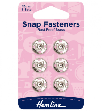 Hemline Sew-On Snap Fasteners - Nickel 13mm