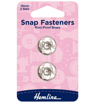 Hemline Sew-On Snap Fasteners - Nickel 18mm