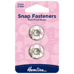 Hemline Sew-On Snap Fasteners - Nickel 21mm