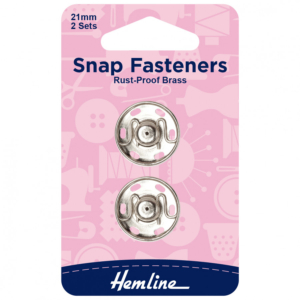 Hemline Sew-On Snap Fasteners - Nickel 21mm