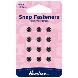 Hemline Sew-On Snap Fasteners - Black 6mm