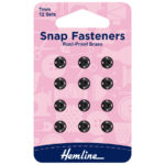 Hemline Sew-On Snap Fasteners - Black 7mm