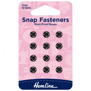 Hemline Sew-On Snap Fasteners - Black 7mm