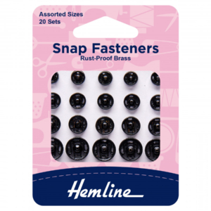 Hemline Sew-On Snap Fasteners - Black Assorted Pack