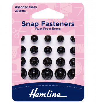 Hemline Sew-On Snap Fasteners - Black Assorted Pack