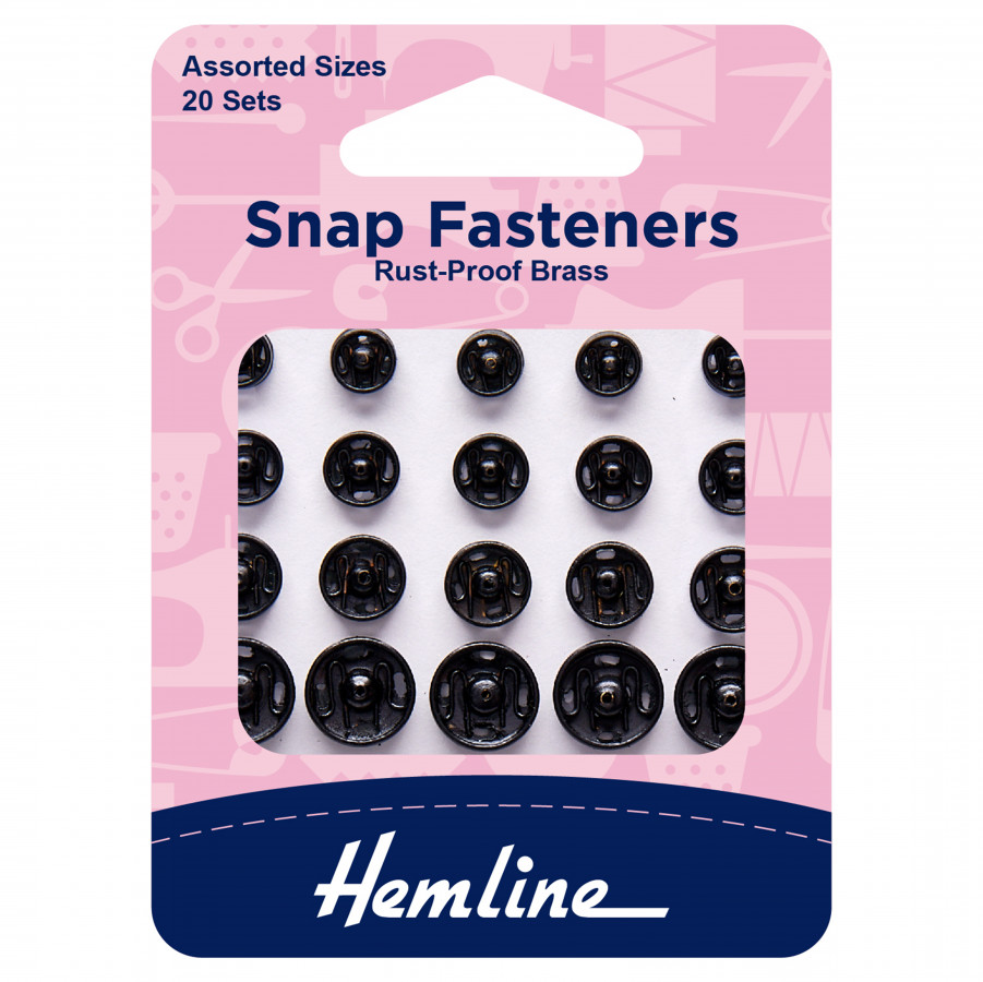 Hemline Sew-On Snap Fasteners - Black Assorted Pack