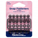 Hemline Sew-On Plastic Snap Fasteners - Black 7mm
