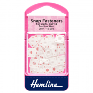 Hemline Sew-On Plastic D ring Snap Fasteners - White 9mm