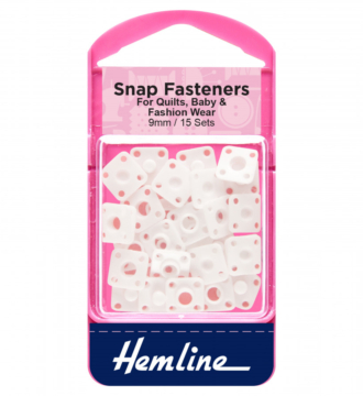 Hemline Sew-On Plastic D ring Snap Fasteners - White 9mm