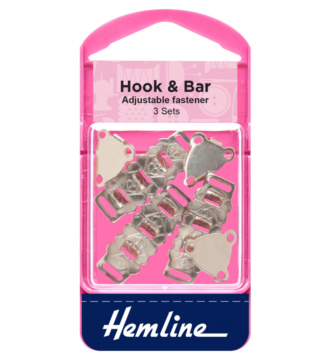 Hemline Adjustable Hook & Bar Fastener - Nickel