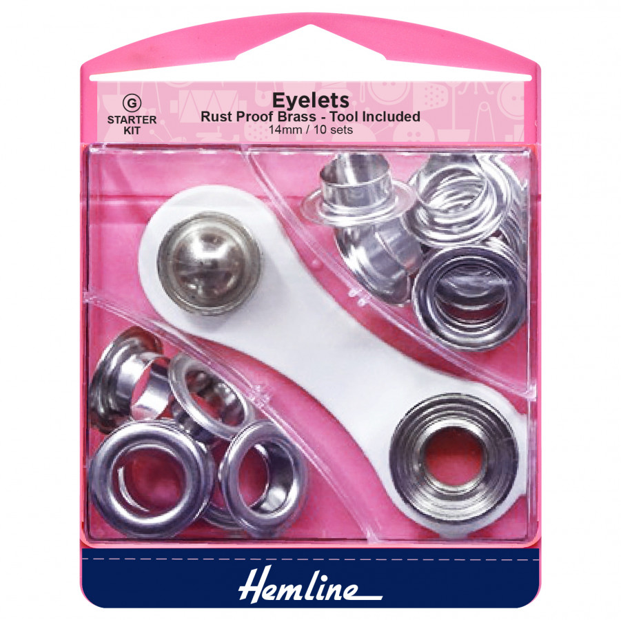 Hemline Eyelet Starter Set - Nickel Silver - 14mm