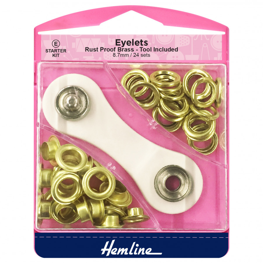 Hemline Eyelet Starter Set - Gold/Brass - 8.7mm