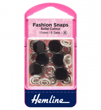 Hemline Fashion Snaps - Black - 11mm