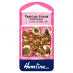 Hemline Fashion Snaps - Gold - 11mm