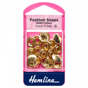 Hemline Fashion Snaps - Gold - 11mm