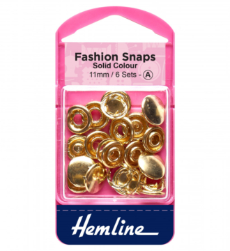 Hemline Fashion Snaps - Gold - 11mm