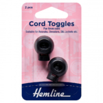 Hemline Cord Toggles - Black - 6mm Cord