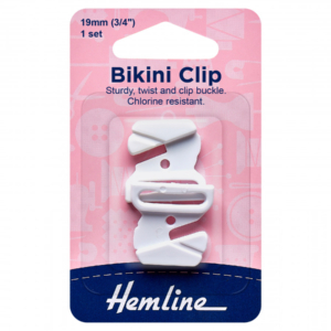 Hemline Bikini Clip - White - 19mm