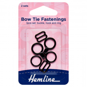 Hemline Bow Tie Fastenings - Black