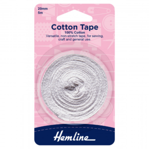 Hemline Cotton Tape - White - 20mm x 5m