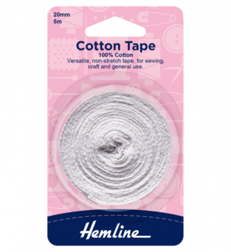 Hemline Cotton Tape - White - 20mm x 5m