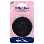 Hemline Cotton Tape - Black - 20mm x 5m