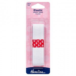 Hemline General Purpose Elastic - White - 25mm x 1m